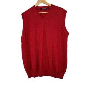 CARNOUSTIE Red Merino Wool Vest Sleeveless Sweater‎ Mens Large